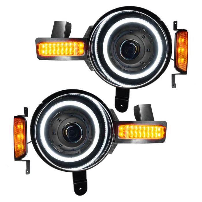 5886001 White Oculus Projector Headlight for 2021 Ford Bronco