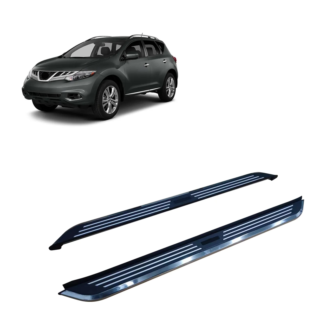 PIRN73 5.5 in. Pinnacle Series Black with Chrome Trim Running Boards for 2009-2014 Nissan Murano