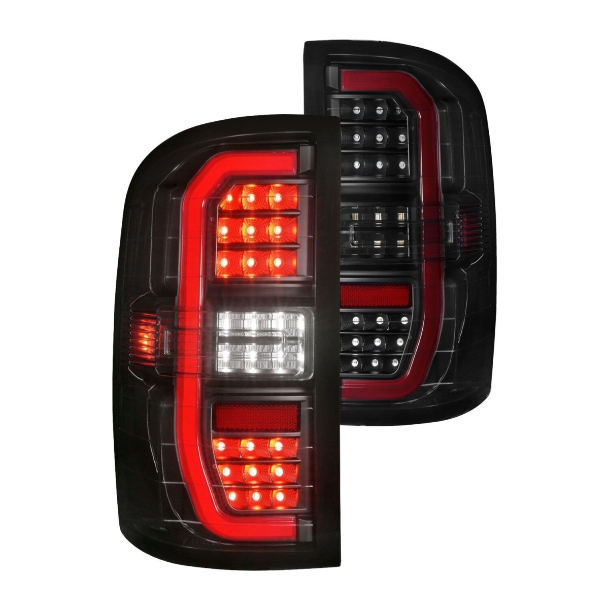 311465 Black & Smoke Sequential Fiber Optic LED Tail Lights for 2014-2018 Sierra 1500