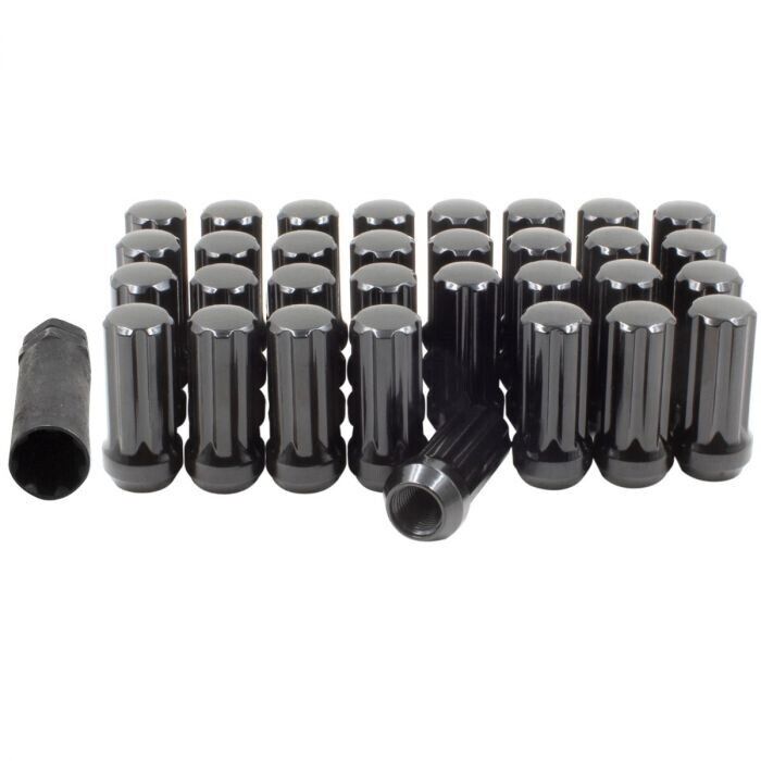 331148BLK 14 x 1.5 in. 2-Long & Key Black Spline Lug Nut Set