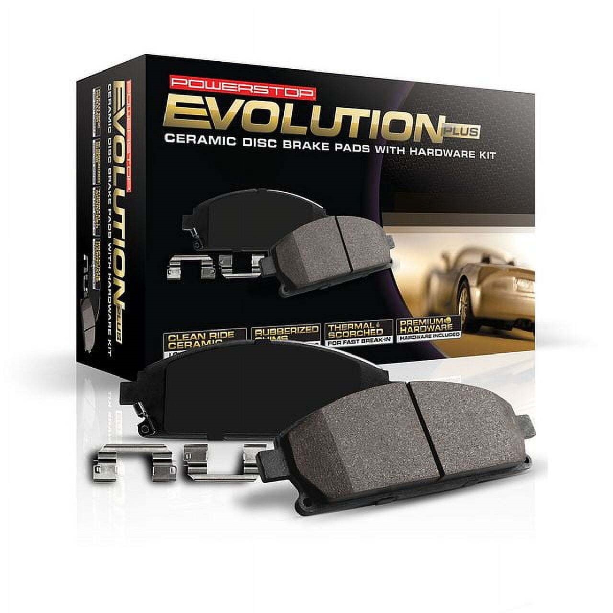 Powerstop 171404 Z17 Evolution Plus Ceramic Front Disc Brake Pads with Hardware Kits
