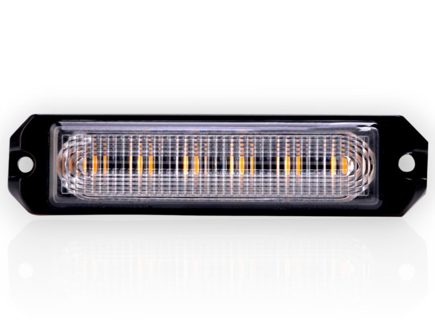 BB6110B 4 in. Built Bright Work Bar Strobe Rectangular Slim LED Surface Mount Strobe Light, Amber & White