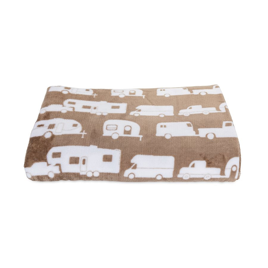 53126 Libatc Fleece Blanket, Greige - Queen Size