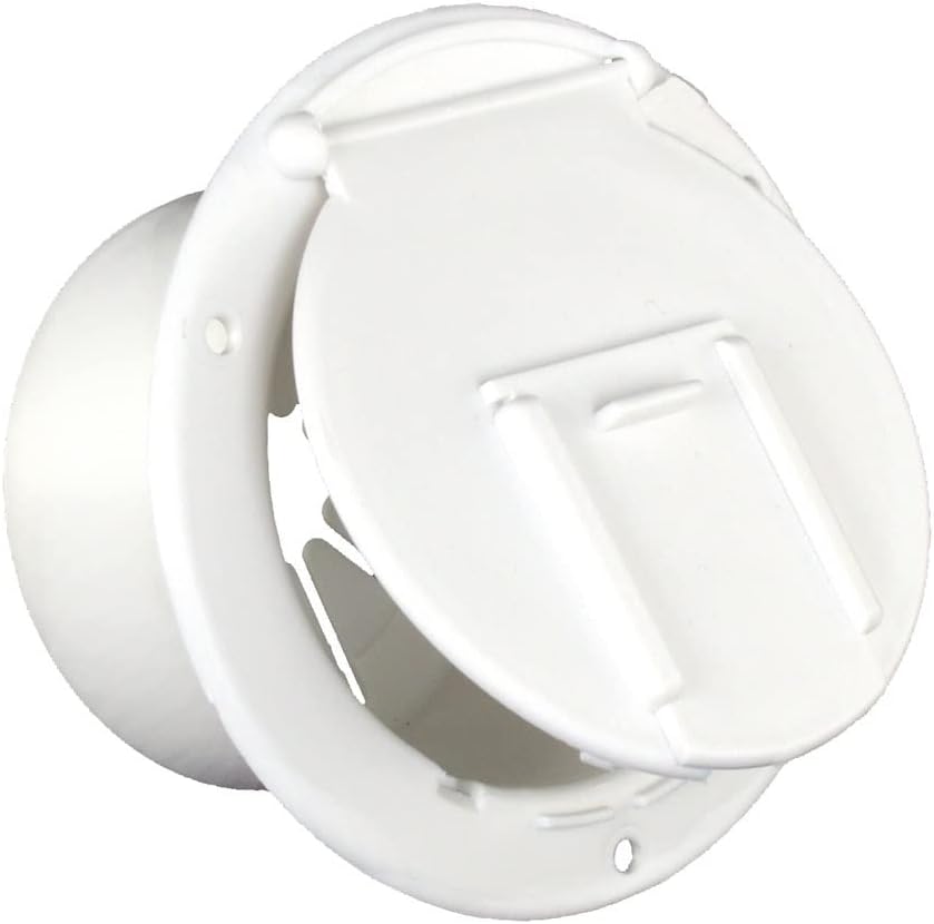 94328 Round Electric Cable Hatch with Back, Polar White