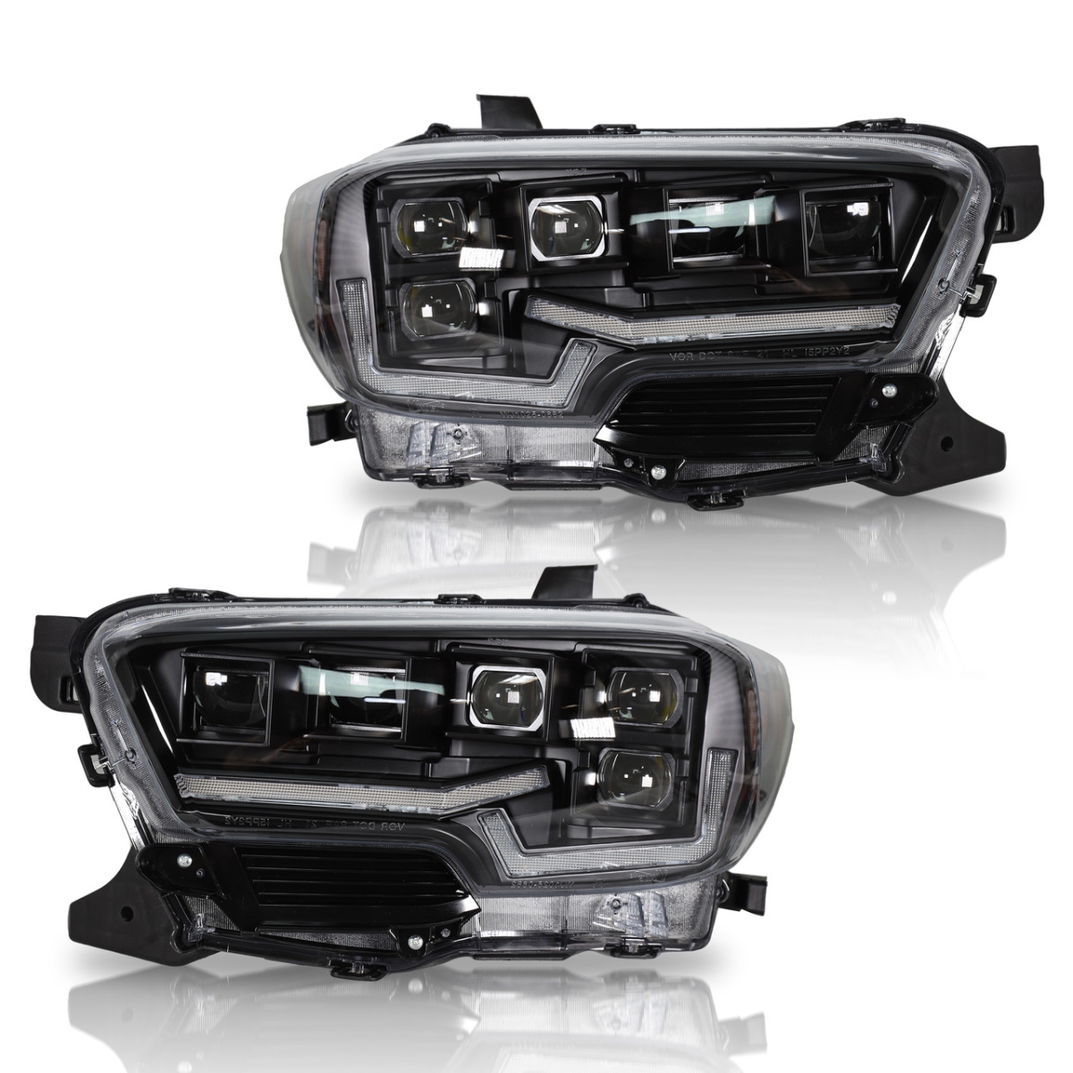 TT0682BCSQ Black & Clear Rogue Series Headlights with Sequential Turn Signal for 2016-2021 Toyota Tacoma -  Winjet, WNJ -  TT0682BCSQ