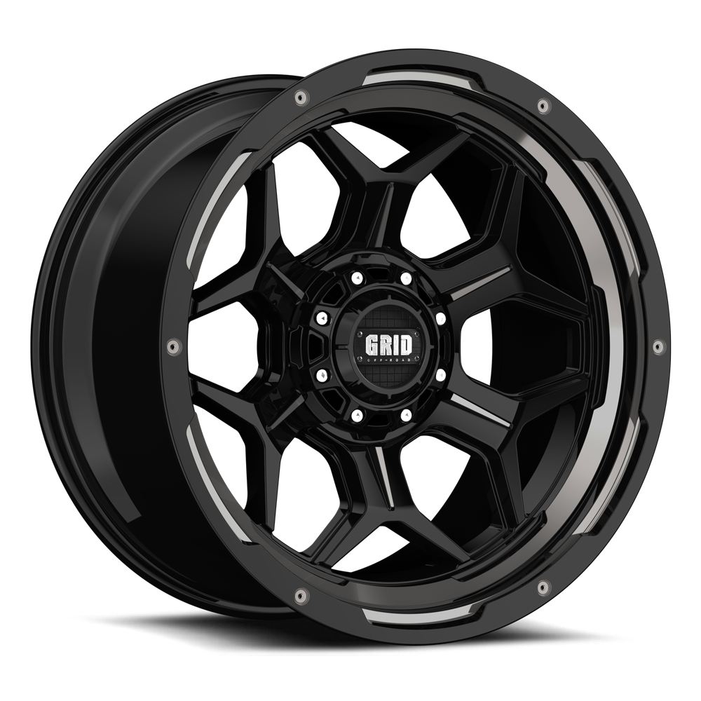 F2152S287 20 x 10 in. 5 x 127 mm Bolt Pattern, -25 mm Offset & 87.1 mm Center Bore GD16 Series Gloss Black & Machined Wheel