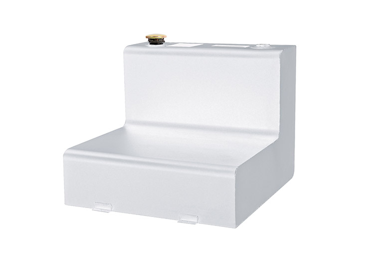 DZ92754S 50 Gallon Steel Liquid Transfer Tank - White - L-Shape - Durable Construction
