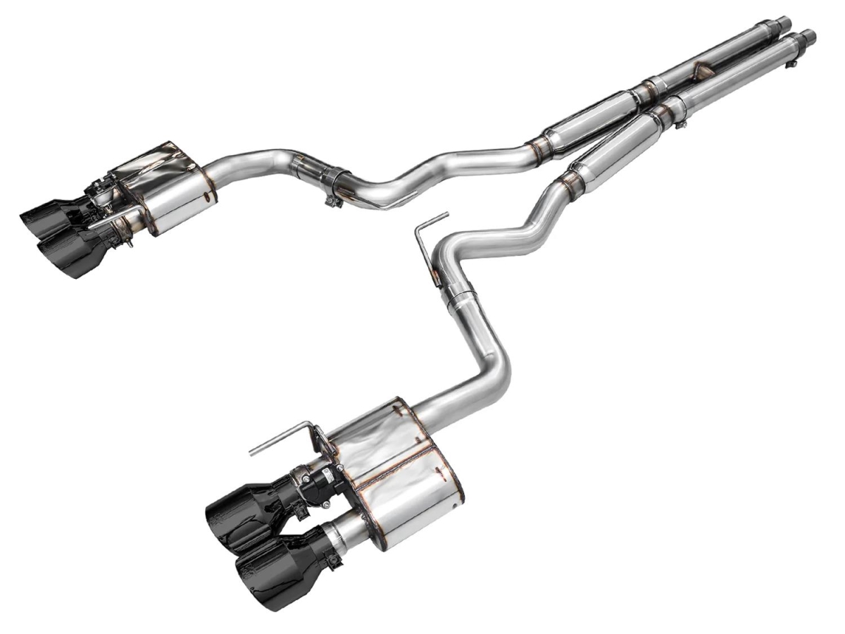 302543375 SwitchPath Exhaust for 2024 Ford Mustang S650 Dark Horse - Quad Diamond Black Tips
