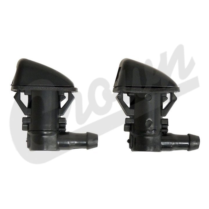 55079049K Windshield Washer Nozzle Set - Black - Front - Set of 2 - Durable Plastic