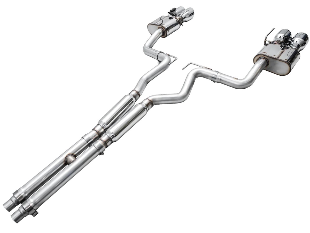 302542650 SwitchPath Exhaust for 2024 Ford Mustang GT S650 Fastback - Quad Chrome Silver Tips