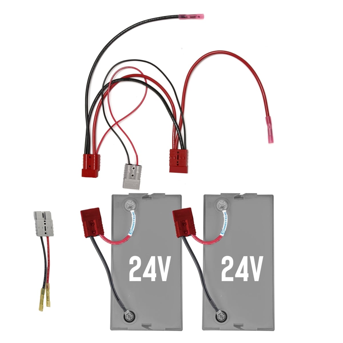 Camping World Connect Ease Double Time 24V Parallel Kit for Two 24V Batteries to One 24V Trolling Motor with Charging Leads