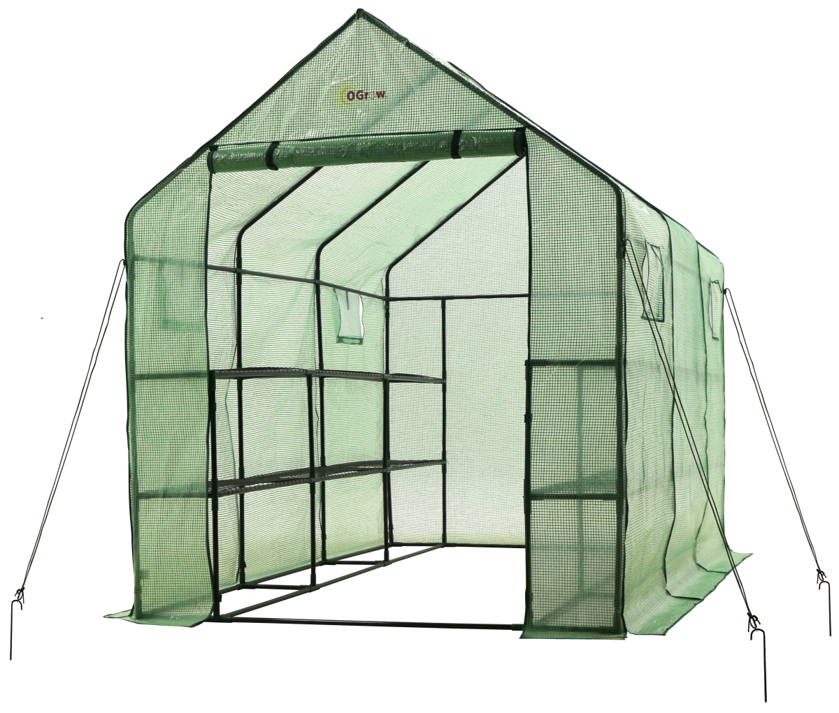 Picture of Ogrow OG11767-PE Very Spacious & Sturdy Walk-in 2 Tier 12 Shelf Portable Garden Greenhouse with Windows&#44; Dark Green - 117 x 67 x 83 in.