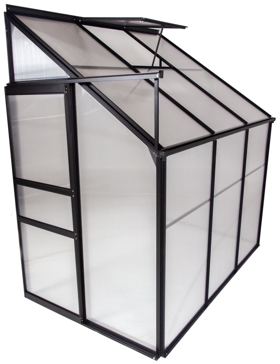 Picture of Ogrow OGAL-46A 25 sq. ft. Ogrow Aluminium Lean to Greenhouse with Sliding Door & Roof Vent - 6 x 4 x 7 ft.