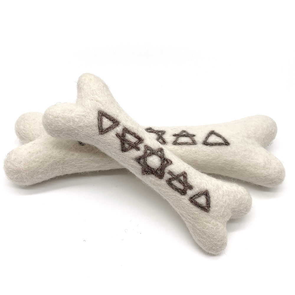 0641827098452 Alchemy Elements Bone - Handmade All-Natural Wool Dog Toy - Size Small