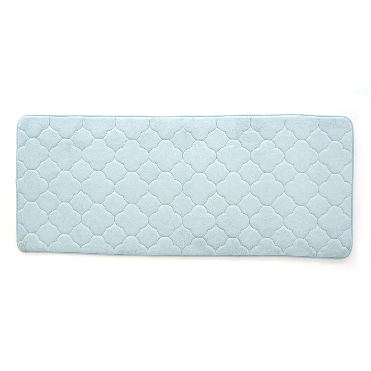 24 x 60 in. Embroidered Memory Foam Bath Mat - Sterling Blue