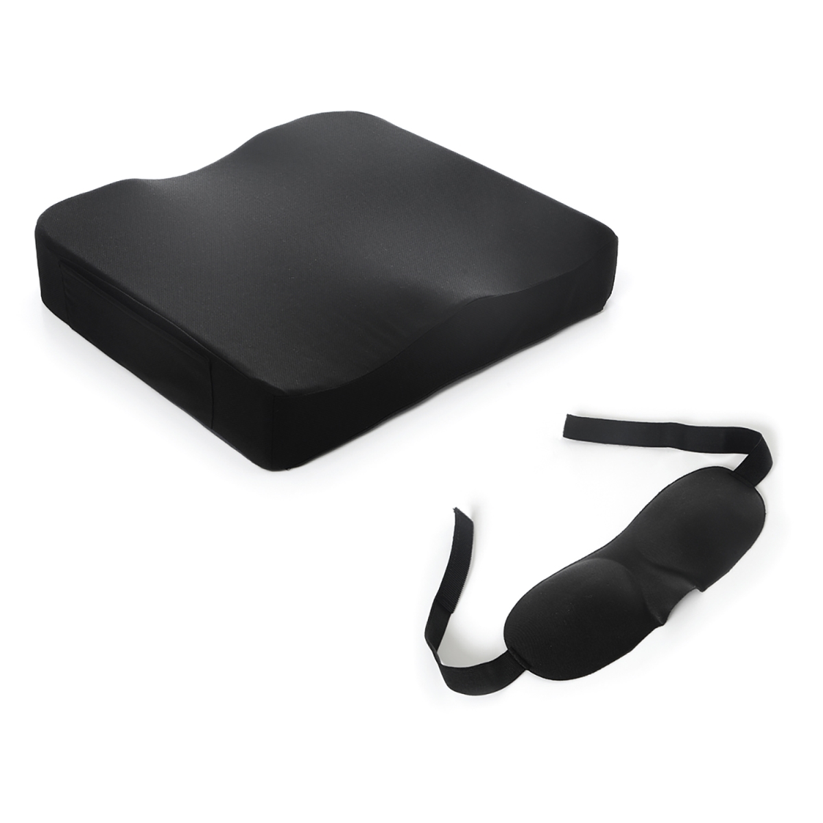 Picture of Stephan Roberts Home STRB-SC17X19-08 Stephan Robert Seat Cushion, Non-Slip Orthopedic Cooling Memory Foam, Back and Tailbone Relief, Black
