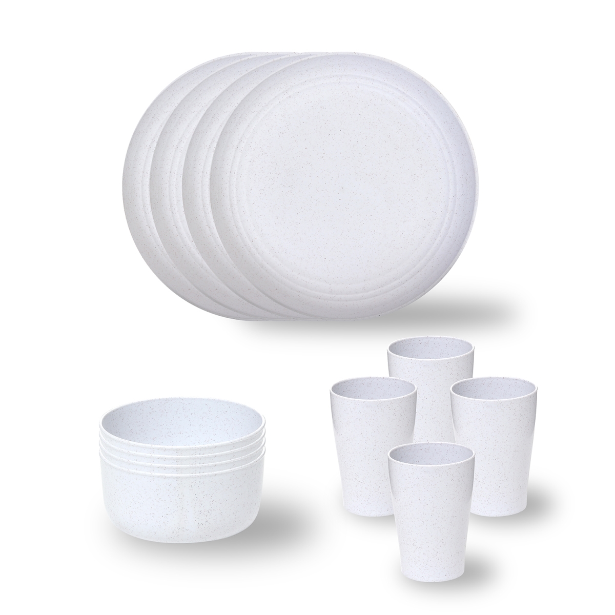 Stephan Roberts Wheat Straw; Eco-Friendly Dinnerware 12pc Set (Cereal Bowls, Unbreakable Plates, Cups) -  Dollar Days, FI2447165