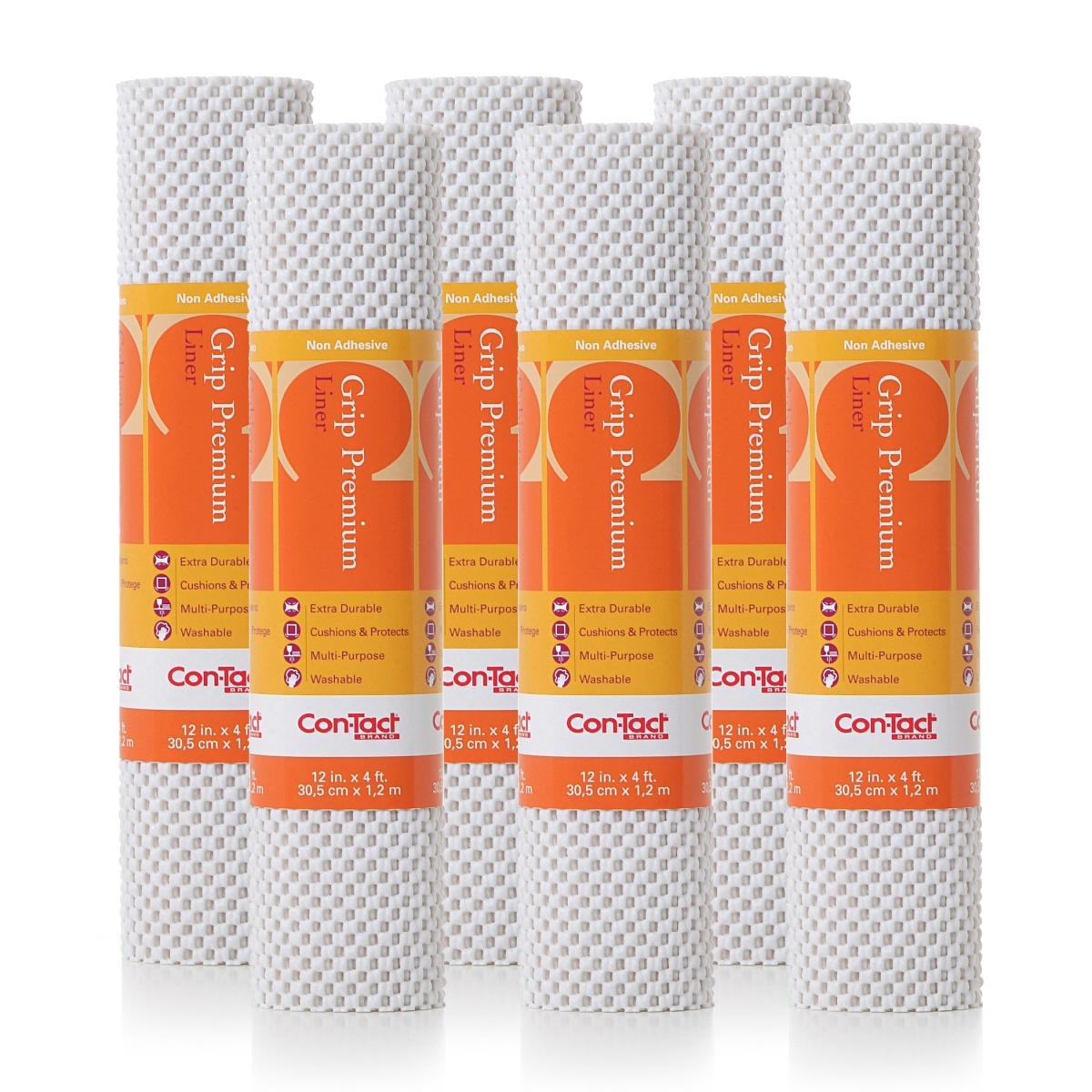 Grip Premium Non-Adhesive Non-Slip Shelf and Drawer Liner, Bright White (6 Pack)