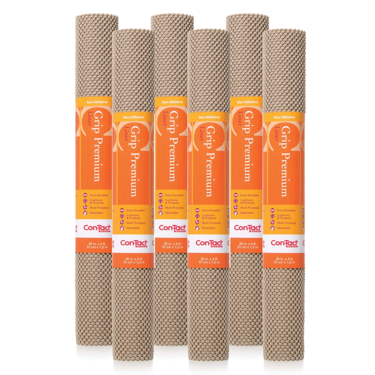Grip Premium Non-Adhesive Non-Slip Shelf and Drawer Liner, Taupe (6 Pack)