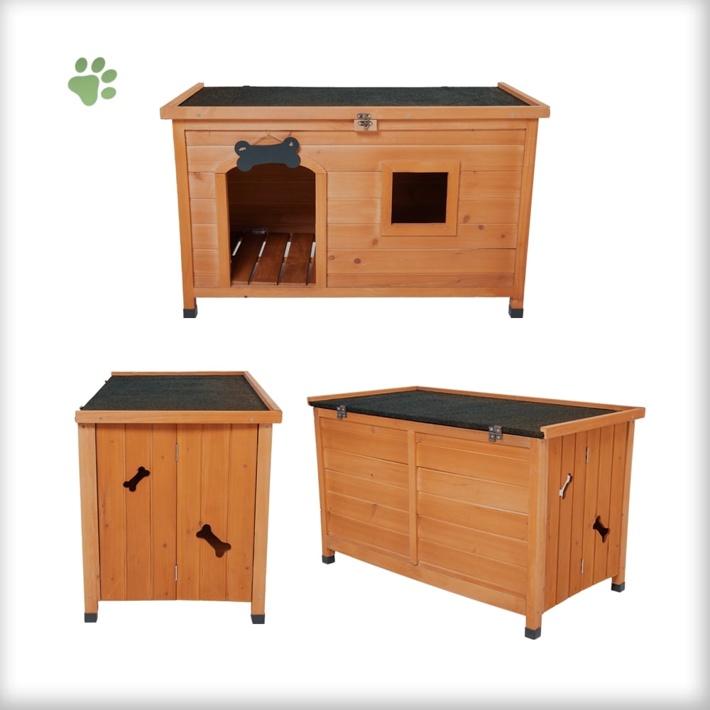Picture of Front Row  KITT-DOG00-01 Front Row Foldable Dog House, Natural Wood