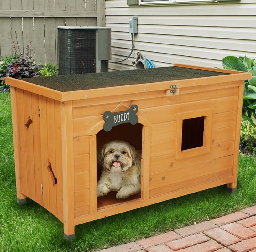 Picture of Front Row  KITT-DOG00-01 Front Row Foldable Dog House, Natural Wood