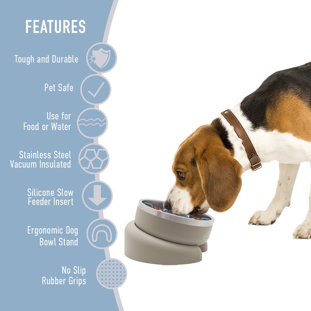 Picture of Front Row FRW-DB003-12 Front Row 3 in 1 Premium Dog Bowl w/ Stainless Steel Vacuum Insulated Dog Bowl, Sand