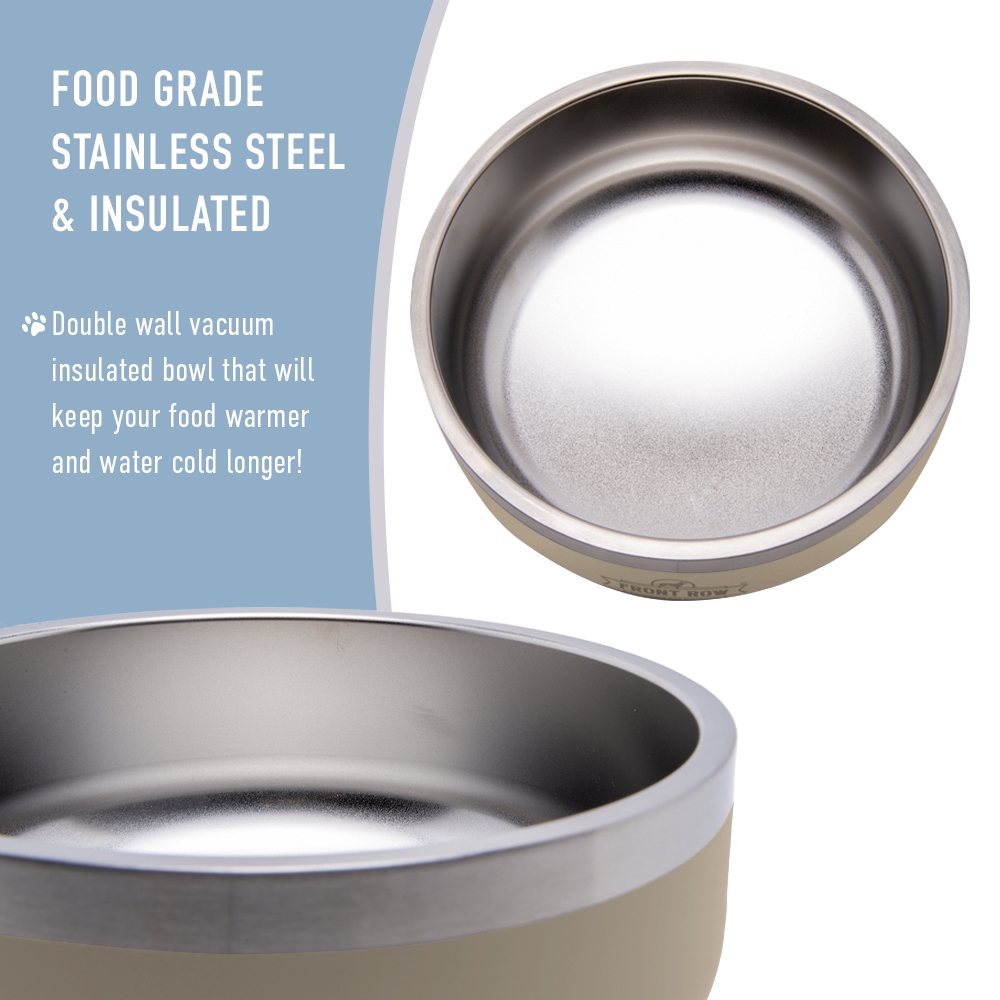 Picture of Front Row FRW-DB003-12 Front Row 3 in 1 Premium Dog Bowl w/ Stainless Steel Vacuum Insulated Dog Bowl, Sand