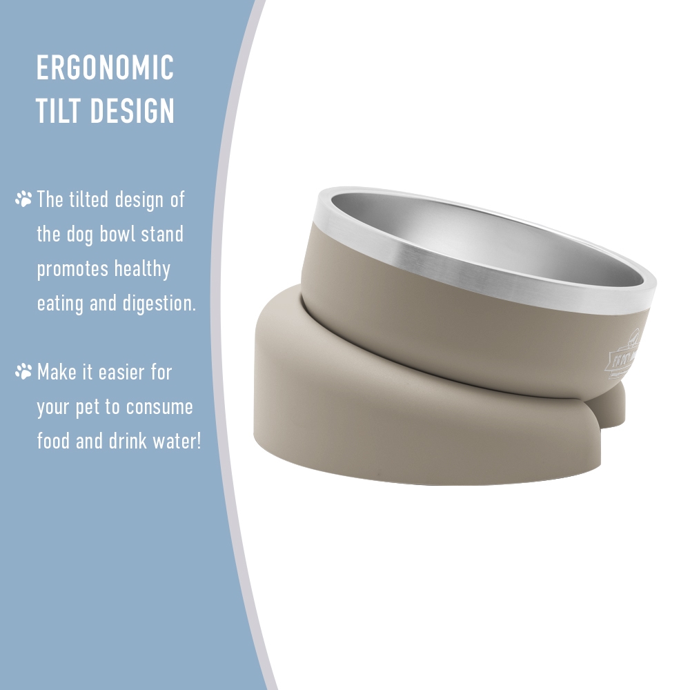 Picture of Front Row FRW-DB003-12 Front Row 3 in 1 Premium Dog Bowl w/ Stainless Steel Vacuum Insulated Dog Bowl, Sand