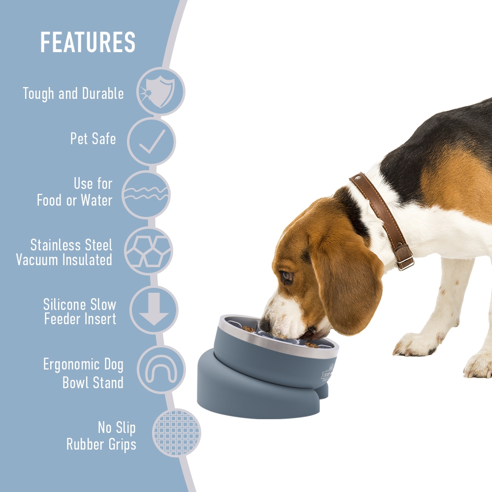 Picture of Front Row  FRW-DB006-12 Front Row 3-in-1 Premium Dog Bowl, w/ Double wall Stainless Steel Vaccuum Insulated Dog Bowl, Suction Cup, Blue