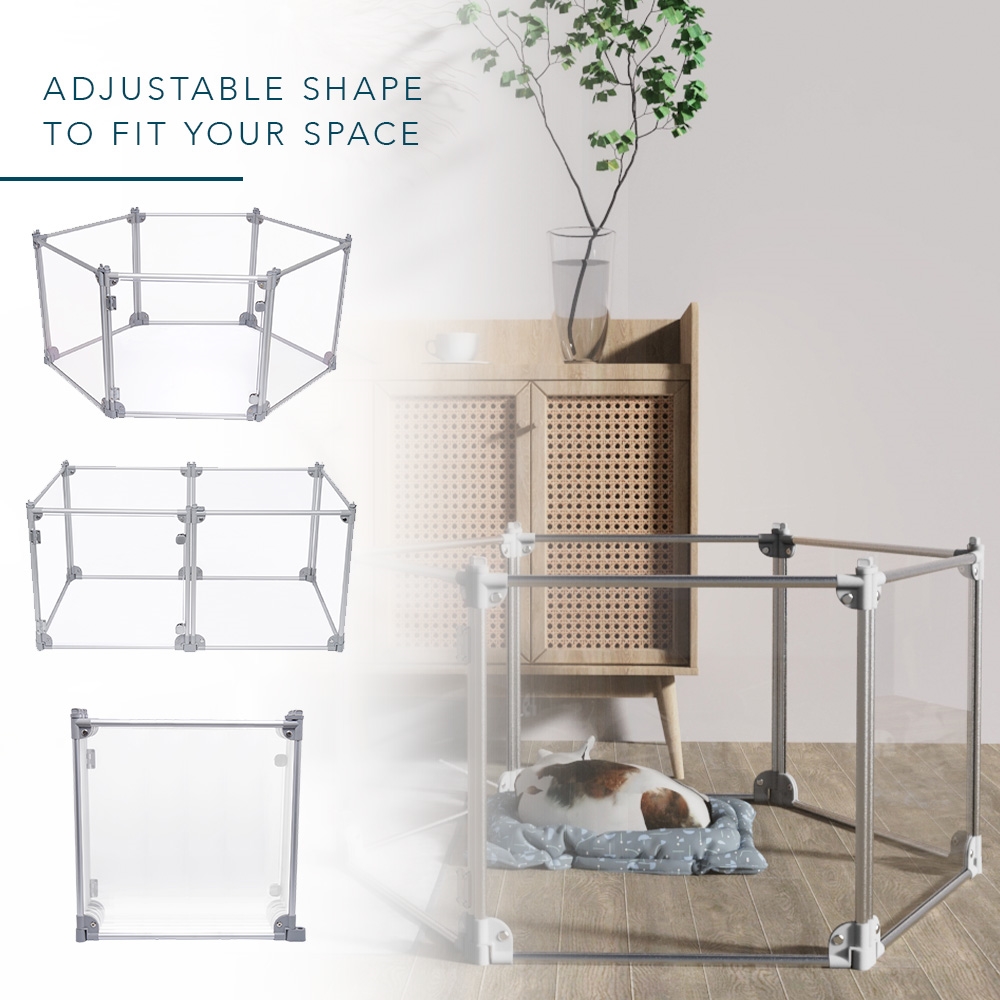 Picture of Front Row  KITT-DP000-01 Front Row Foldable Dog Playpen Pen, Durable Indoor Outdoor Portable Crate Kennel Safe Accessories for Puppy, Cat, Bunny, Pet for Play Exercise Rest with Clear Transparent Panels and Silver