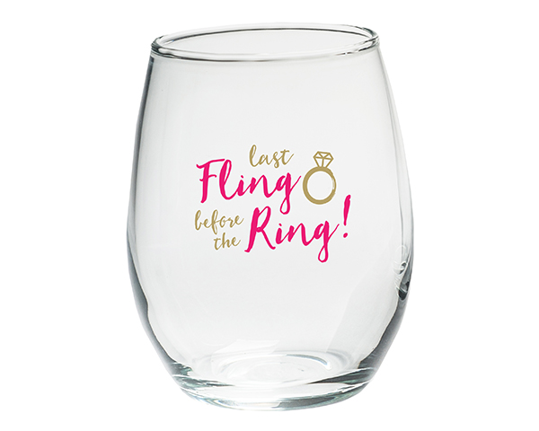 Picture of Kate Aspen 30023NA-LF 15 oz Last Fling Before the Ring Stemless Wine Glasses - Set of 4
