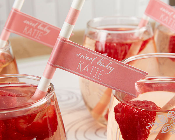 31315NA Personalized Party Straw Flags - Katess Rustic Baby Shower Collection