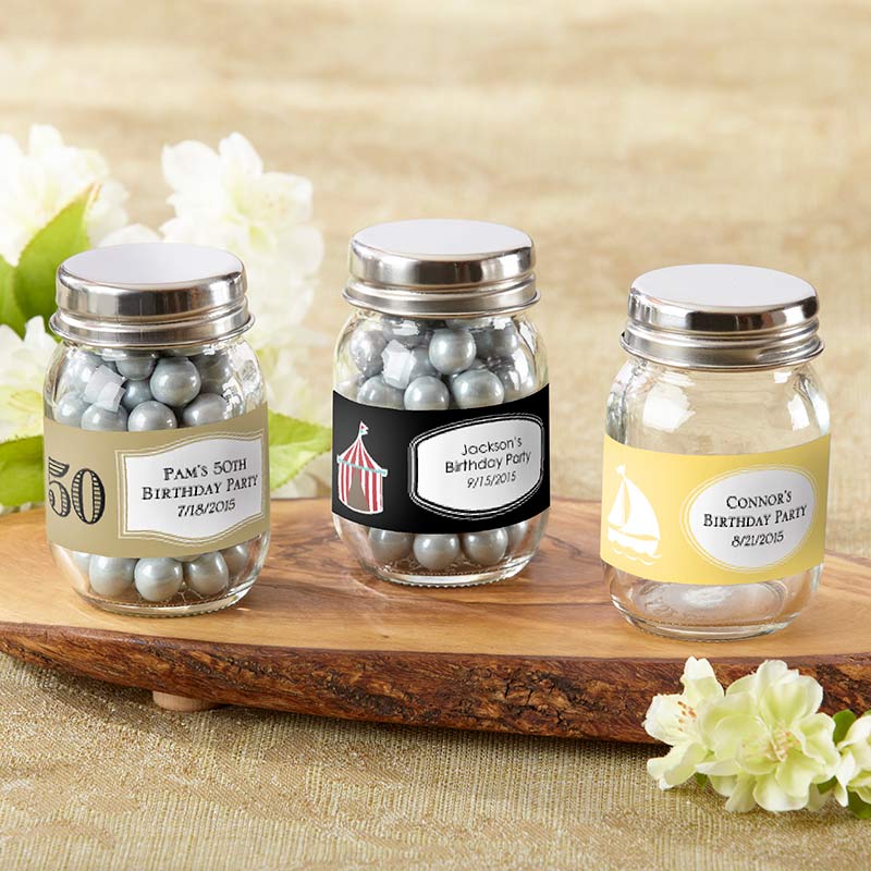 Picture of Kate Aspen 27081NA-BD Personalized Birthday Mini Glass Mason Jar - Set of 12