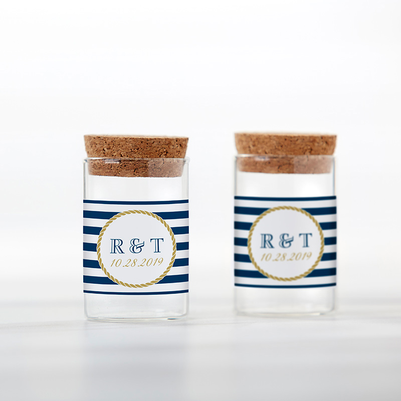 Picture of Kate Aspen 27136NA-NW Personalized Glass Tube Jar - Nautical Wedding - Set of 12