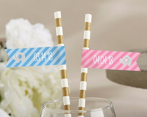 31541NA Personalized Party Straw Flags - Little Peanut