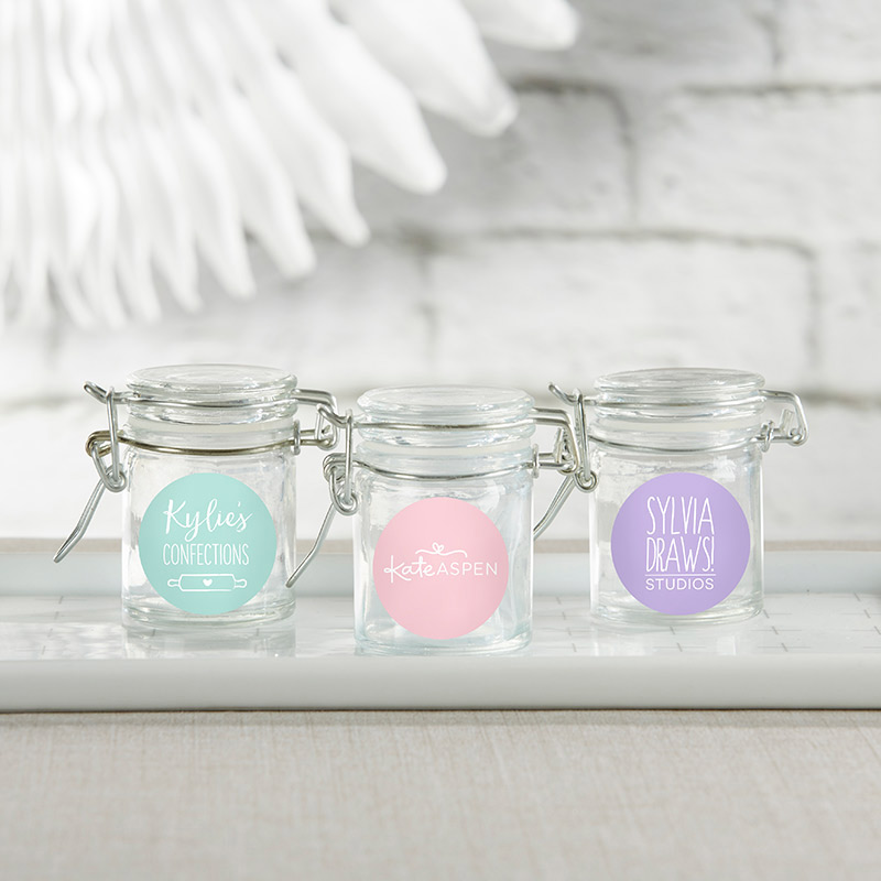 Picture of Kate Aspen 27037NA-CP Personalized Custom Design Glass Favor Jars - Set of 12