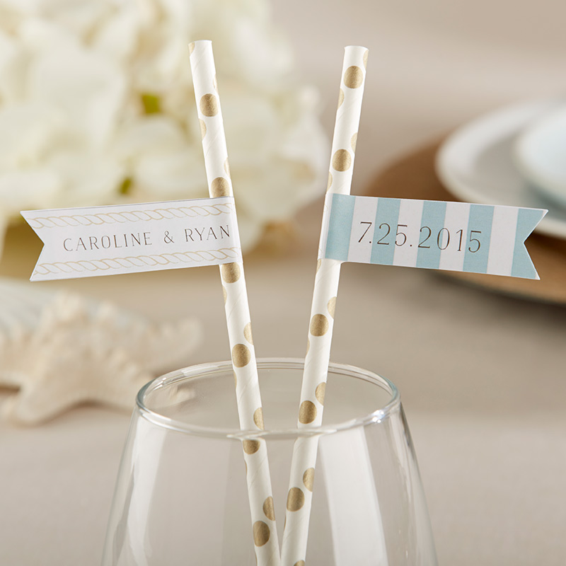 31449NA Personalized Party Straw Flags - Beach