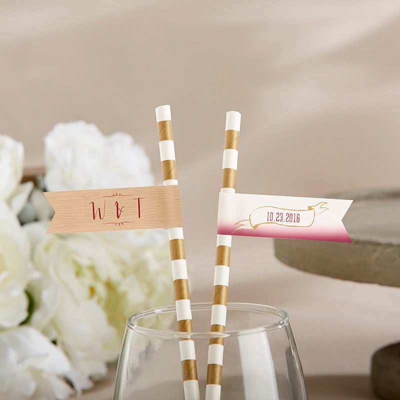 31697VY Personalized Party Straw Flags - Vineyard