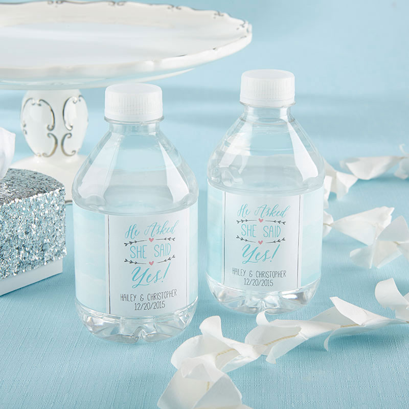 Picture of Kate Aspen 31430NA Personalized Water Bottle Labels - He Asked, She Said Yes