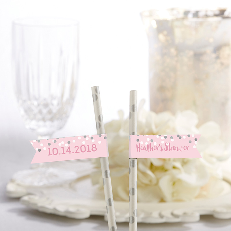 31776NA Personalized Party Straw Flags - Its a Girl