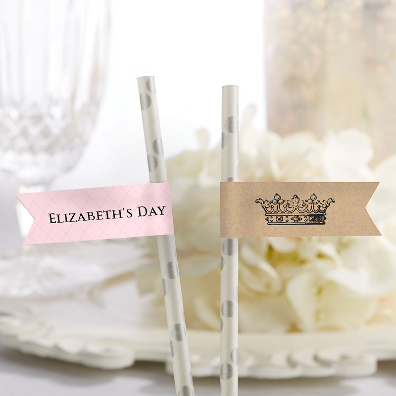31528NA Personalized Party Straw Flags - Little Princess