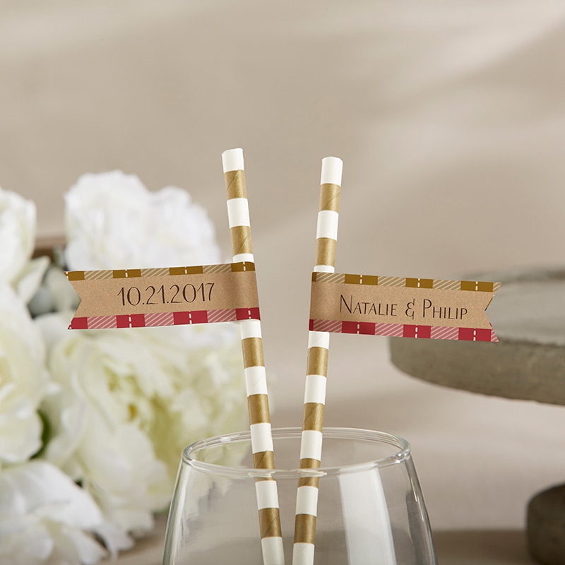 31697FA Personalized Party Straw Flags - Fall
