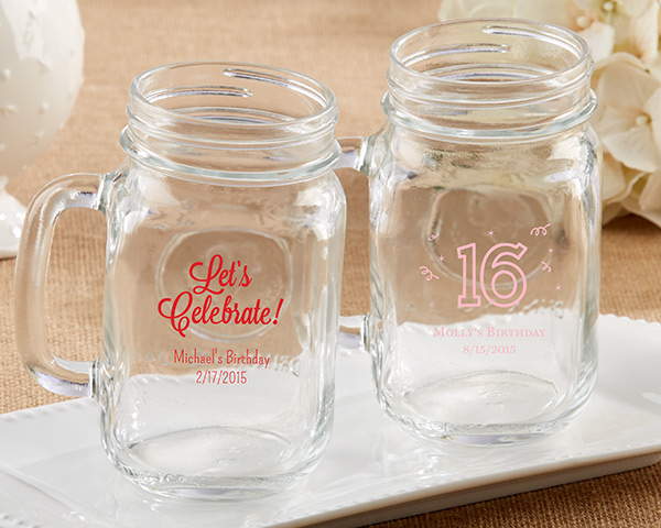 Picture of Kate Aspen 30036NA-BD 16 oz Personalized Mason Jar Mug - Birthday