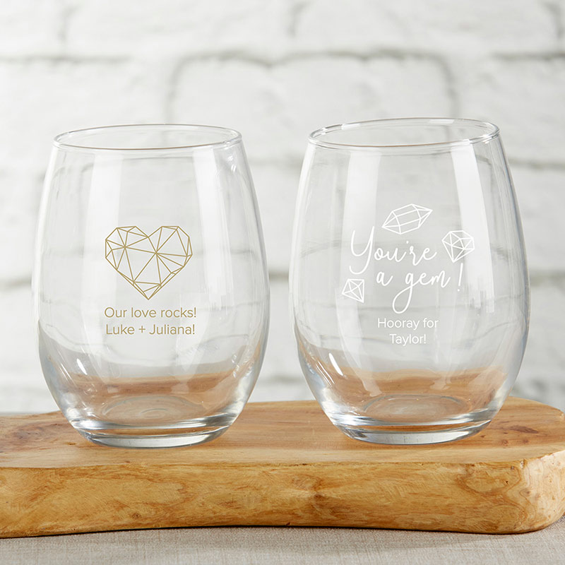 30009NA-ELM 9 oz Personalized Stemless Wine Glass - Elements -  Kate Aspen