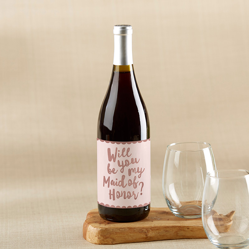 Picture of Kate Aspen 39003NA Bridal Party Proposal Wine Bottle Label - Pink, Set of 6