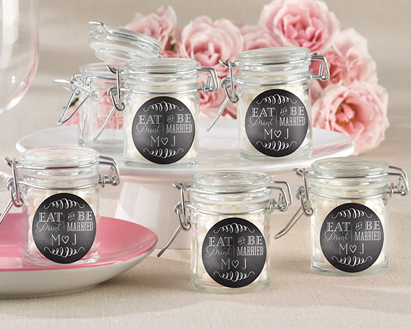 Picture of Kate Aspen 27037NA-ED Personalized Glass Favor Jars - Eat, Drink & Be Married, Set of 12