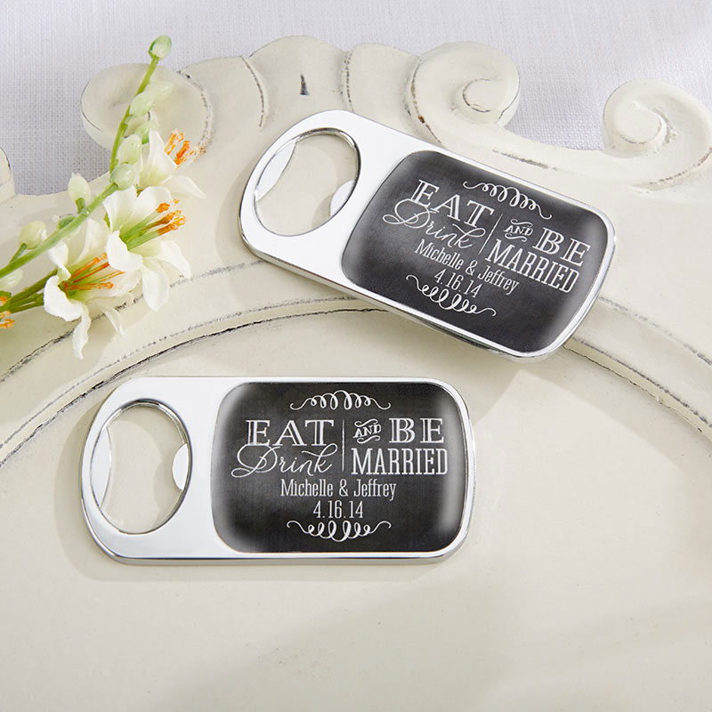 Picture of Kate Aspen 11141NA-ED Personalized Silver Bottle Opener - Eat&#44; Drink & Be Married