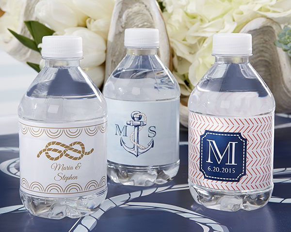 Picture of Kate Aspen 31300NA Personalized Water Bottle Labels - Nautical Wedding