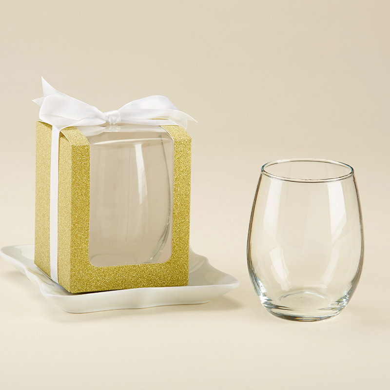 Picture of Kate Aspen 30009GD-Box 9 oz Gold Glassware Gift Box with Ribbon, Set of 12