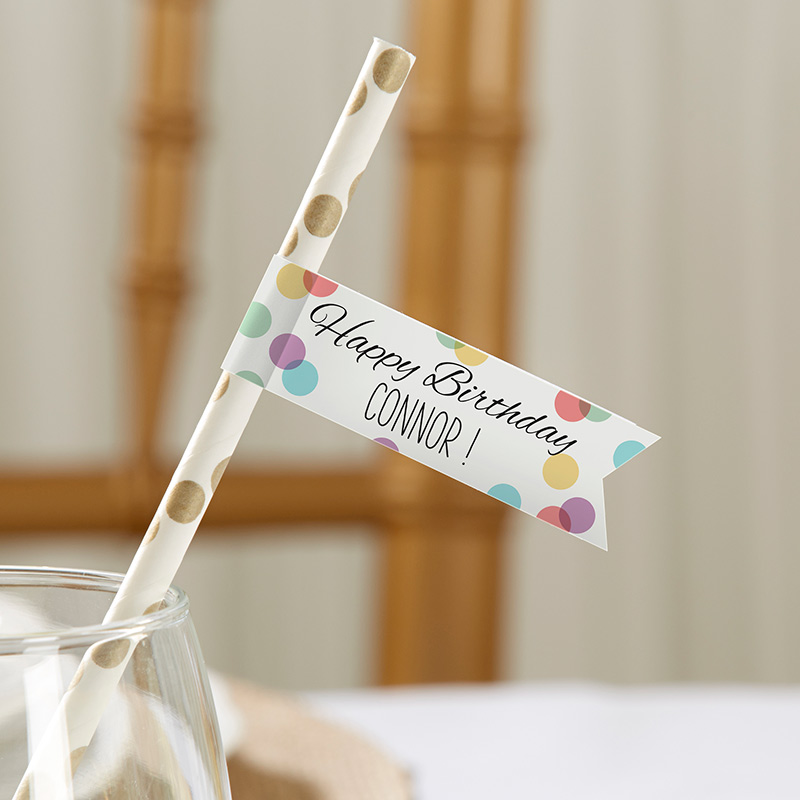 31330NA Personalized Birthday Party Straw Flags